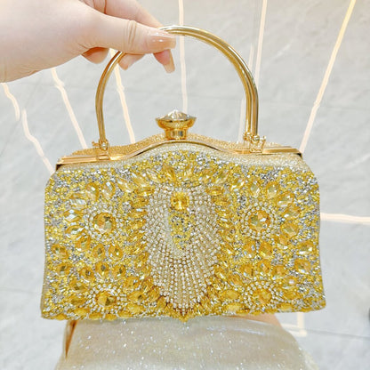 Nightout bag with diamond inlaid carrying bag, ladies banquet single shoulder crossbody carrying bag