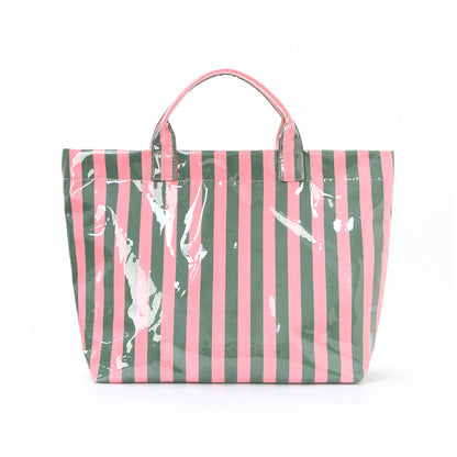 Striped Tote Bag – High-Aesthetic Lightweight Handbag, Commuter Large Travel Shoulder Bag