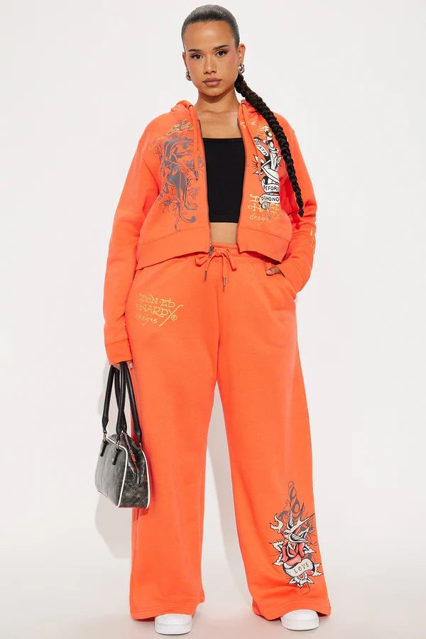 Graffiti print pattern women's high street y2k short sweater set