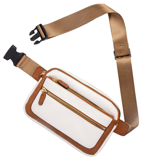 Riñonera multifuncional de moda: bolso de hombro ajustable, ideal para viajes, deportes y correr. Confeccionada en piel vegana. Bolso bandolera elegante para mujer. 