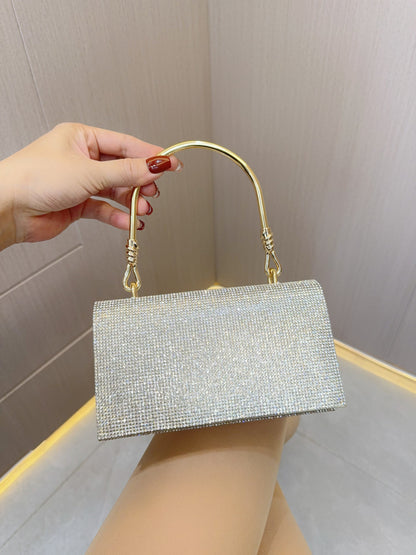 Bolso de noche con pedrería, ideal para bodas, cumpleaños, banquetes y fiestas. Bolso de mano plateado brillante para fiestas y graduaciones.