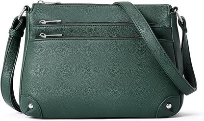 Small crossbody bag for women, shoulder bag multi-zip pocket bag, classic function messenger bag