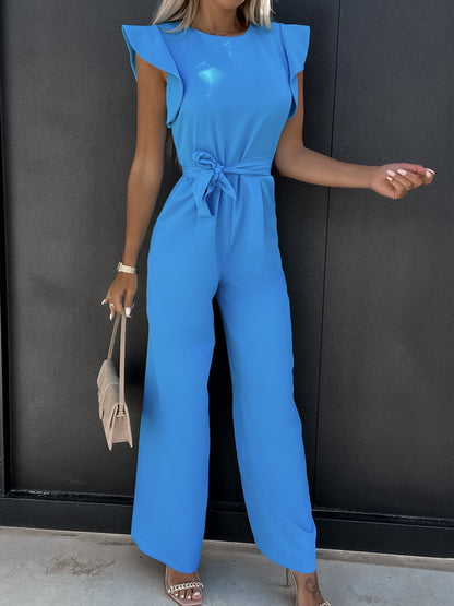 High Waist Commuter Strap-Up Jumpsuit - Summer Wide Leg Streetwear Jumpsuit -dropshippingabc.com