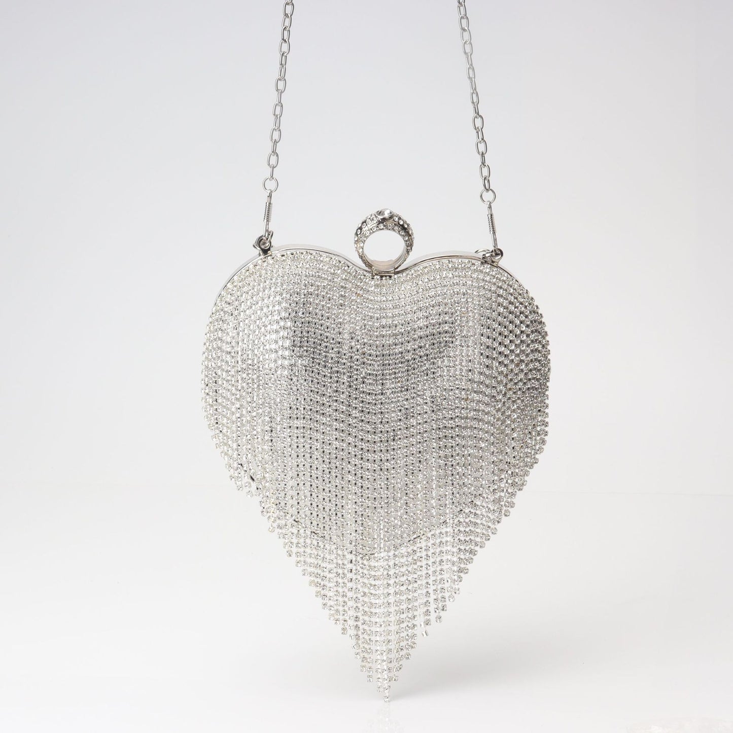 Bolso con flecos y pedrería, bolso de fiesta de cumpleaños, bolso de noche con forma de corazón, bolso de fiesta, bolso de graduación, bolso de fiesta, bolso de mano para graduación, bolso de boda cruzado con cadena