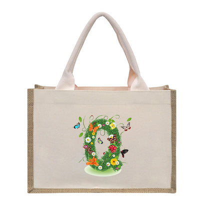 Bolsa de tela de algodón y lino, bolsa de tela con letras estampadas, bolso ligero portátil, bolsa de regalo para compras 