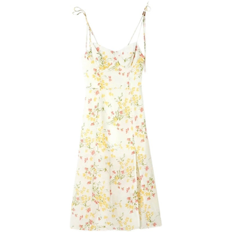 Women's Sexy Tube Top Dress - Sleeveless Sling Dress with Side Split & Shoulder Strap Print Design -dropshippingabc.com