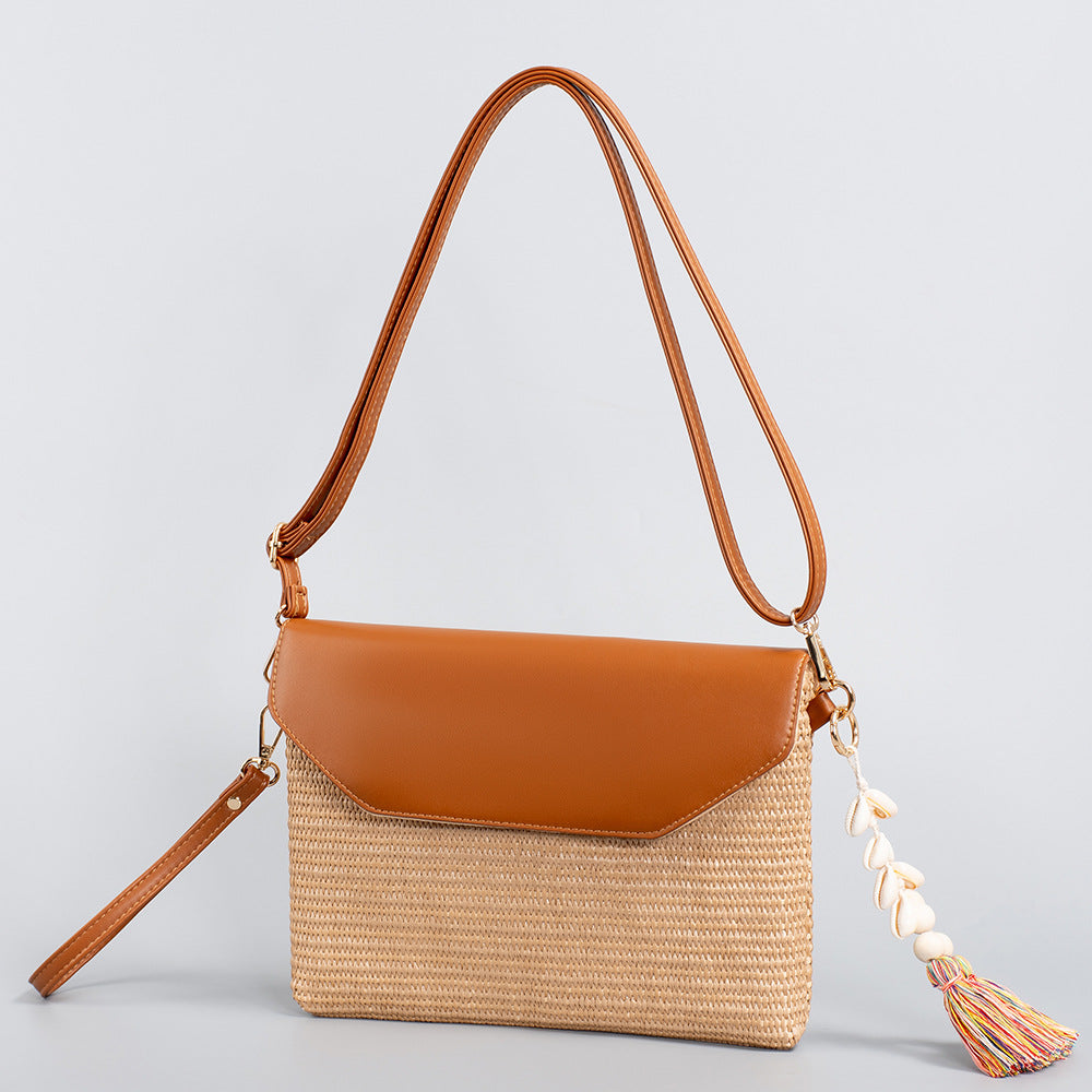 Tassel straw small crossbody bag seaside beach bag holiday crossbody shoulder bag evening clutch bag ladies