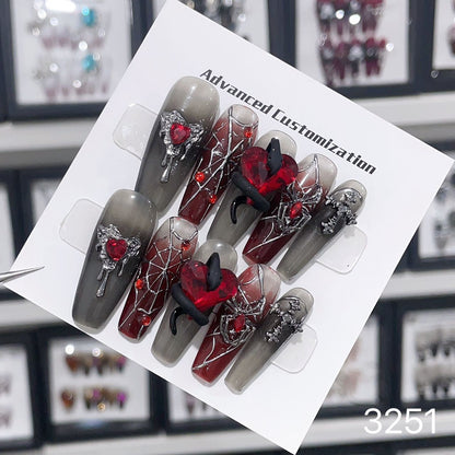 1025- Uñas postizas hechas a mano, de presión, removibles