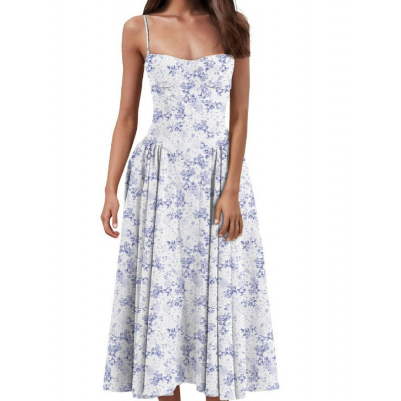 Women's French Elegant Retro Style Dopamine Wear Suspender Dress Women