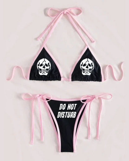 Bikini printed strap swimsuit set backless split swimsuit