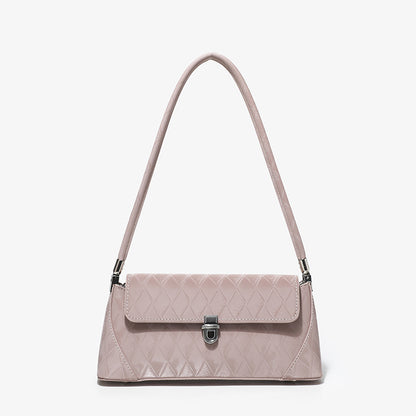 Bolso pequeño de hombro, bolso baguette rosa para llevar al hombro, bolso tote versátil con diseño de diamantes, bolso de hombro sencillo 