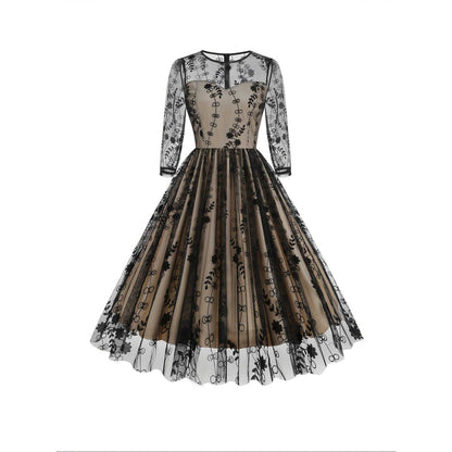 Vestido midi ajustado con panel de malla