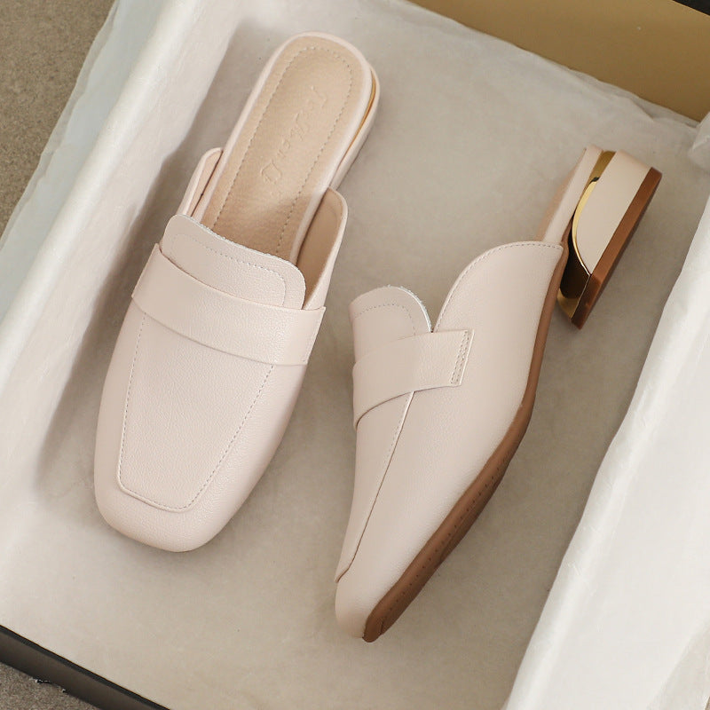 Women's Genuine Leather Slip-On Mules