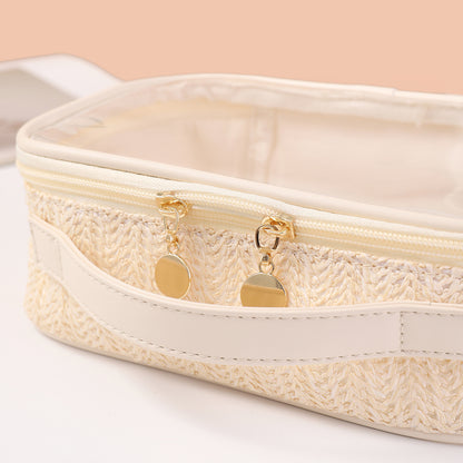 Bolsas de cosméticos tejidas para mujer, bolsas de maquillaje ligeras, neceser transparente para viajes de negocios, bolsa para guardar cosméticos, bolsa de cosméticos transparente. 