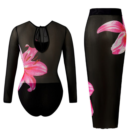Women's Long Sleeve One Piece Swimsuit Sun Protection Quick Dry Bathing Suit