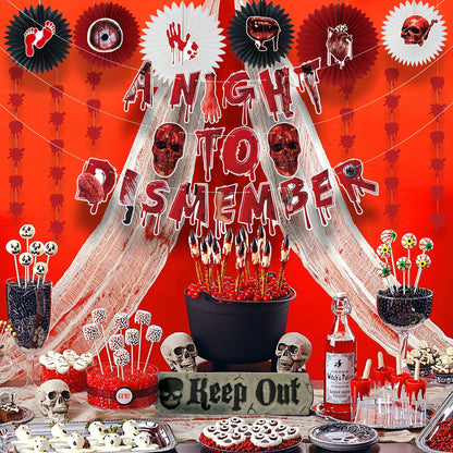 Halloween horror-themed haunted house holiday party decoration set flag background cloth card balloon honeycomb ornament