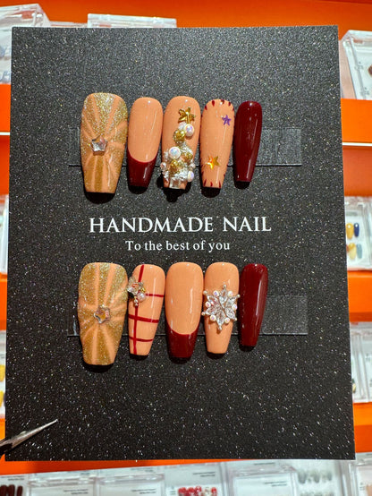 Christmas handmade nail wear temperament gentle nail art nail patch
