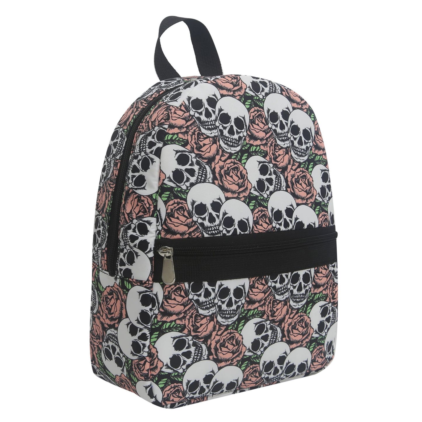 Mochila con estampado de calavera y rosa, impermeable, de nailon, ligera. 