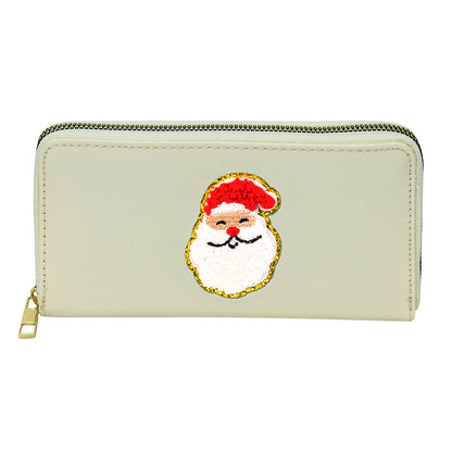 Cartera bordada con el alfabeto para mujer, monedero largo, tarjetero de nailon con cremallera, monedero multifuncional 