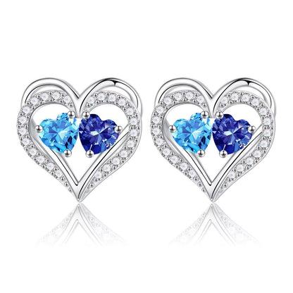 Sterling Silver Birthstone Heart Earrings new
