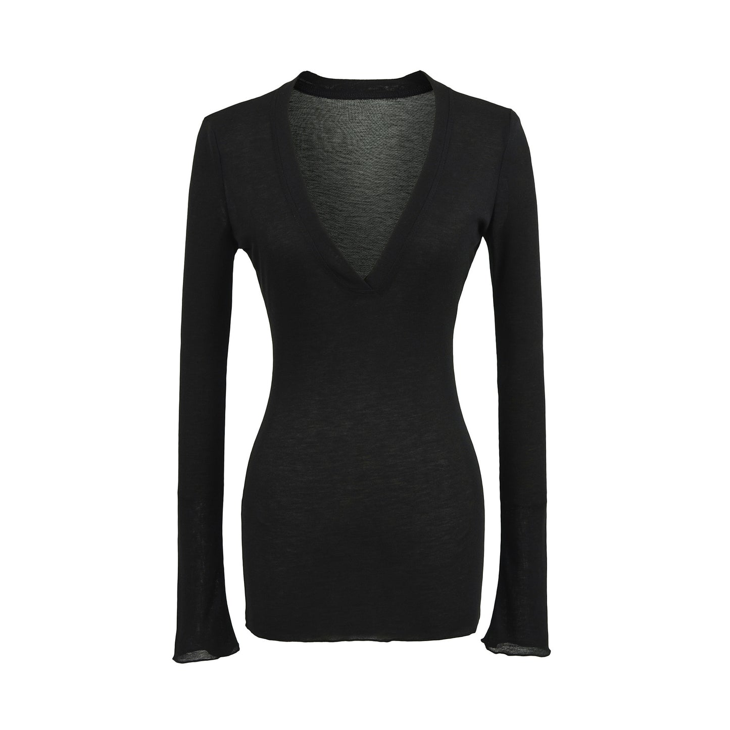 Deep V Neck Sheer T-Shirt