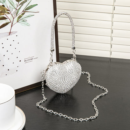 Bolso de cena con pedrería, mini bolso en forma de corazón, bolso pequeño y exquisito con brillo, bolso de gala, bolso de graduación, bolso de fiesta, bolso de mano para graduación, bolso de noche para boda 