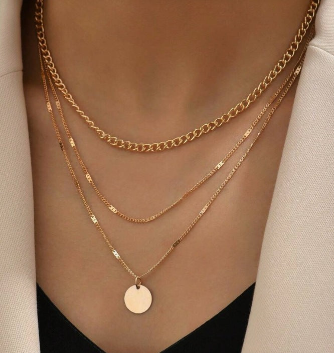 Gold Plated Layering Necklace Set for Women - 5-Piece Cuban, Snake, Paperclip, Rope & Twist Chain Collection -dropshippingabc.com