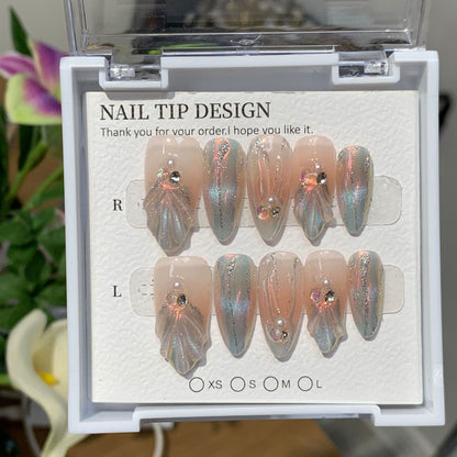 0996- Uñas postizas hechas a mano, de presión, removibles