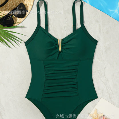 Women's One Piece Swimsuit Solid Color with Padded Bra Bathing Suit for Swimming