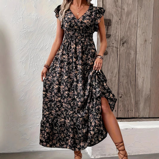 Printed French dress floral dress