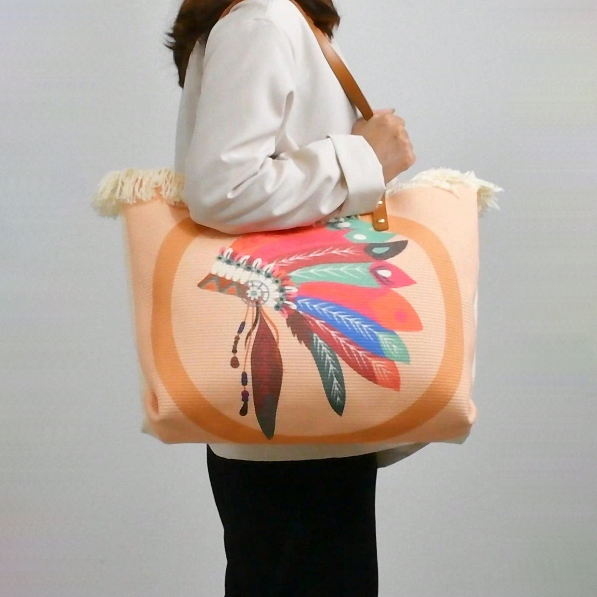 Fashion Large Tote Bag – High-Aesthetic Printed Handbag, Ethnic Style Travel Shoulder Shopper