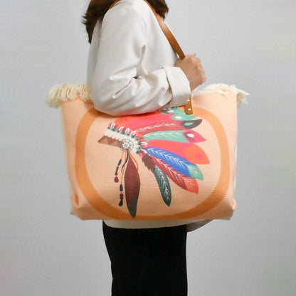 Fashion Large Tote Bag – High-Aesthetic Printed Handbag, Ethnic Style Travel Shoulder Shopper