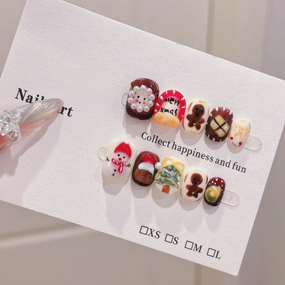 Christmas Day Nail Art Pure Handmade Wearing Nail Cartoon Pinch Short Personalized Removable Cute Nail Art Sticker