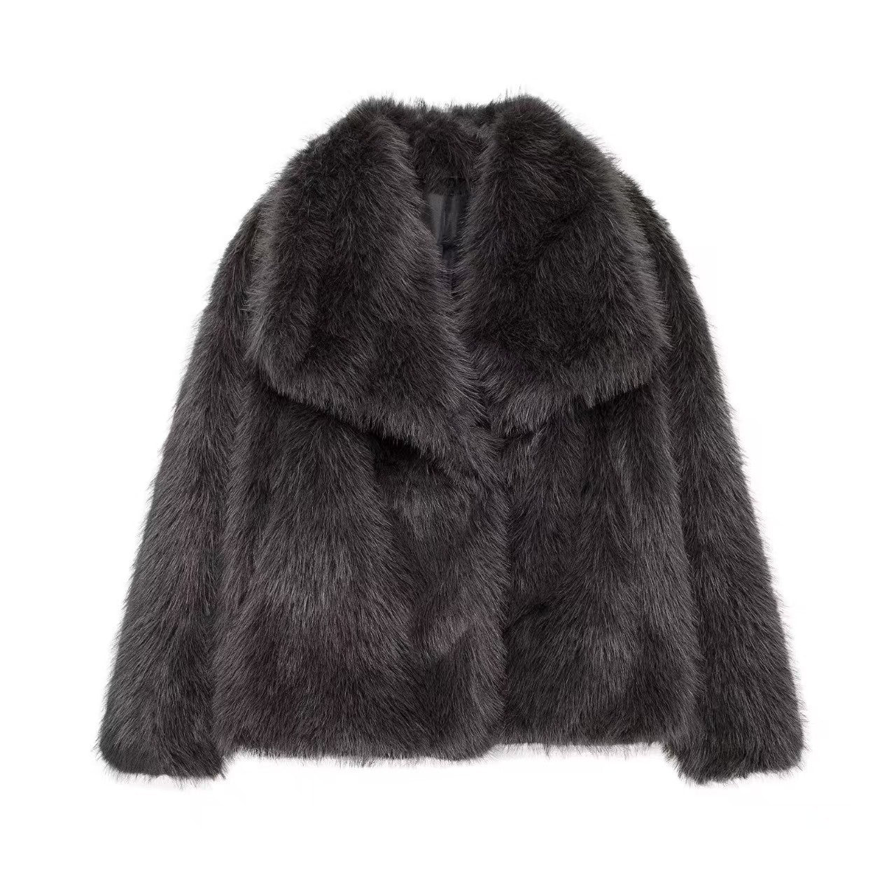 Women's Faux Fur Coat with Large Lapel