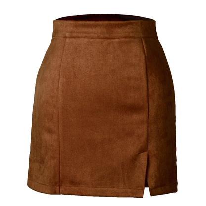 Suede Wrap Mini Skirt