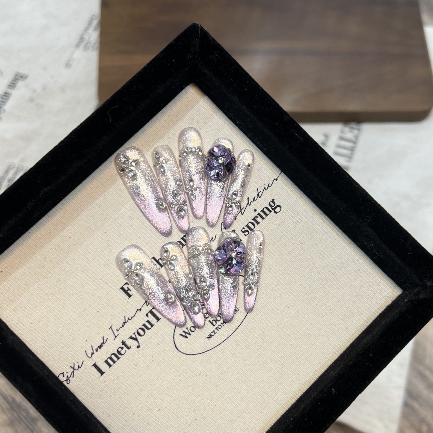 0991- Uñas postizas hechas a mano, de presión, removibles