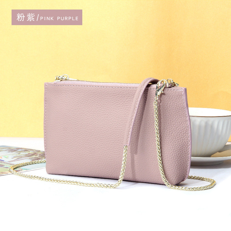 Bolso bandolera sencillo de piel auténtica para mujer, bolso elegante de gran capacidad, bolso tote con doble cremallera, bolso de cadena de piel 