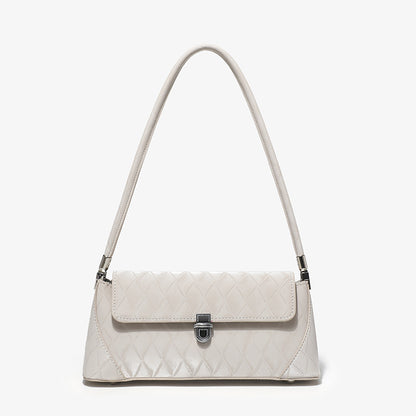 Bolso pequeño de hombro, bolso baguette rosa para llevar al hombro, bolso tote versátil con diseño de diamantes, bolso de hombro sencillo 