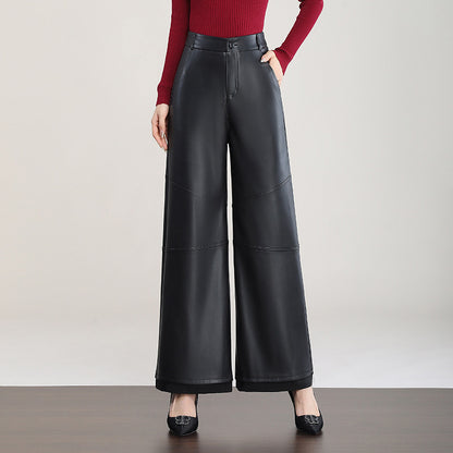 High-Waist Faux Leather Wide Leg Pants