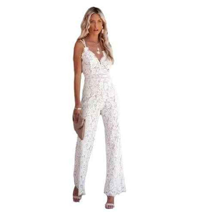 Deep V-Neck Spaghetti Strap Jumpsuit for Women