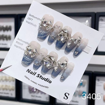 1025- Uñas postizas hechas a mano, de presión, removibles