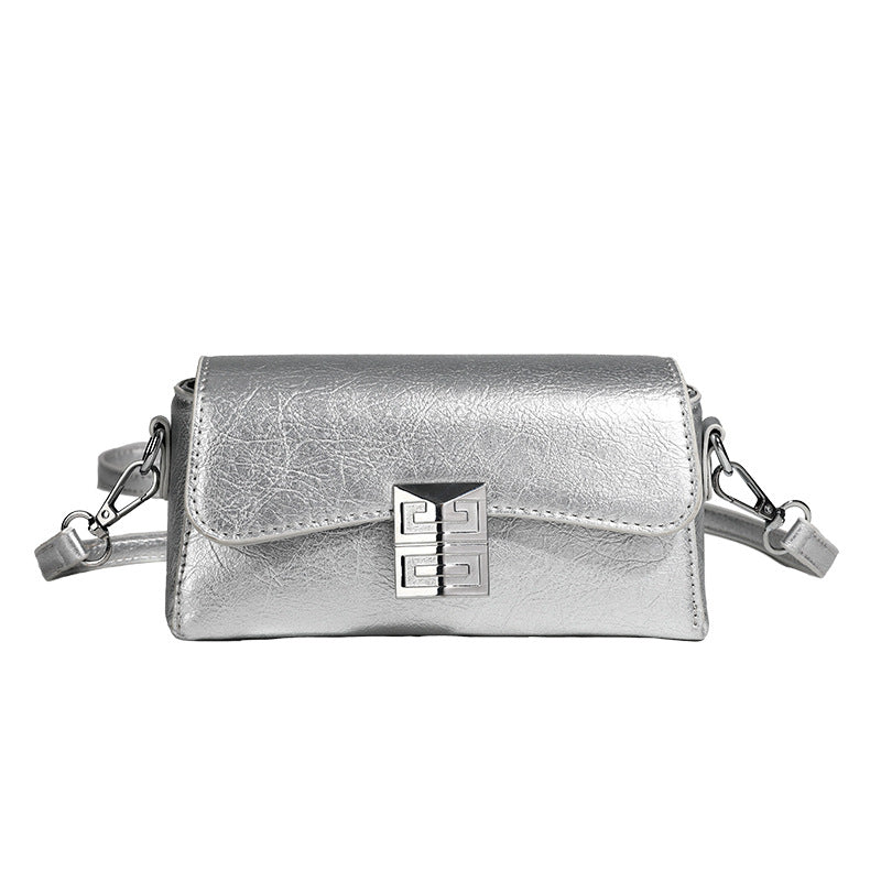 Small shoulder bag for women, retro small square bag for women, versatile shoulder bag, metallic Crossbody bag, simple commuter bag cross body