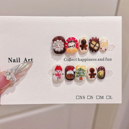 Christmas Day Nail Art Pure Handmade Wearing Nail Cartoon Pinch Short Personalized Removable Cute Nail Art Sticker