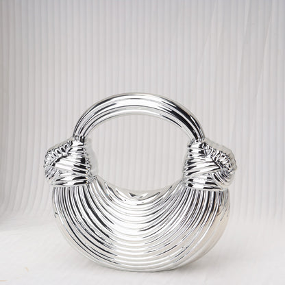 Bolso de mano tipo clutch de acrílico brillante con nudo, ideal para cenas, eventos informales, fiestas, graduaciones y eventos especiales. 