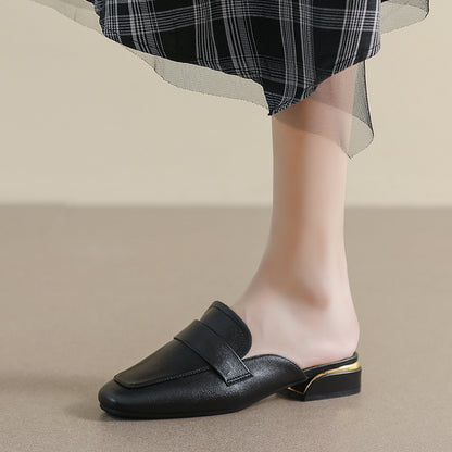 Women's Genuine Leather Slip-On Mules