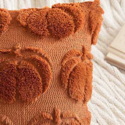 Pumpkin Fall Throw Pillow Covers - Set of 2 Rust Red Faux Fur Pillow Cases