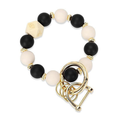 Llavero con borla de PU para bolso de mujer, llavero de silicona con cuentas, pulsera, llavero de coche, bonito soporte para mujeres y niñas. 