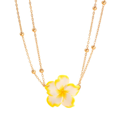 Simple Women's Metal Frangipani Flower Beaded Waist Chain Beach Belly Chain