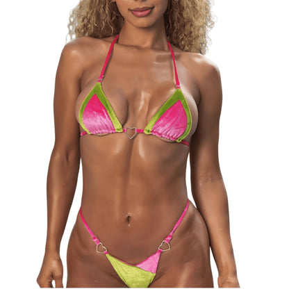 Sexy bikini, metal love decorative swimsuit, spliced women's swimsuit set