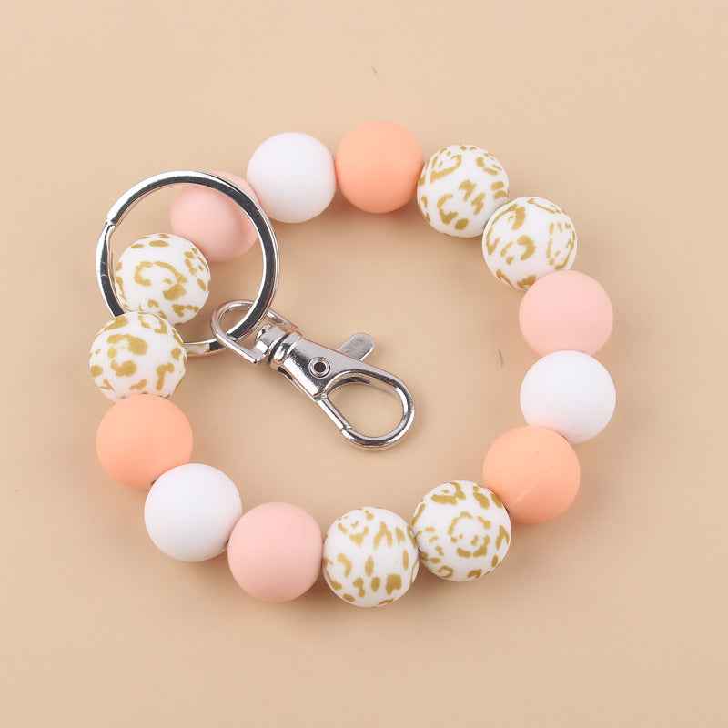 Silicone Beads Cow Sunflower Keychain Accessories, Creative Pendant Bracelet Bracelet Keyring Female